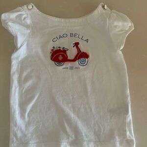 Janie and Jack Ciao Bella White Tee Red Scooter Short Sleeve Size 3